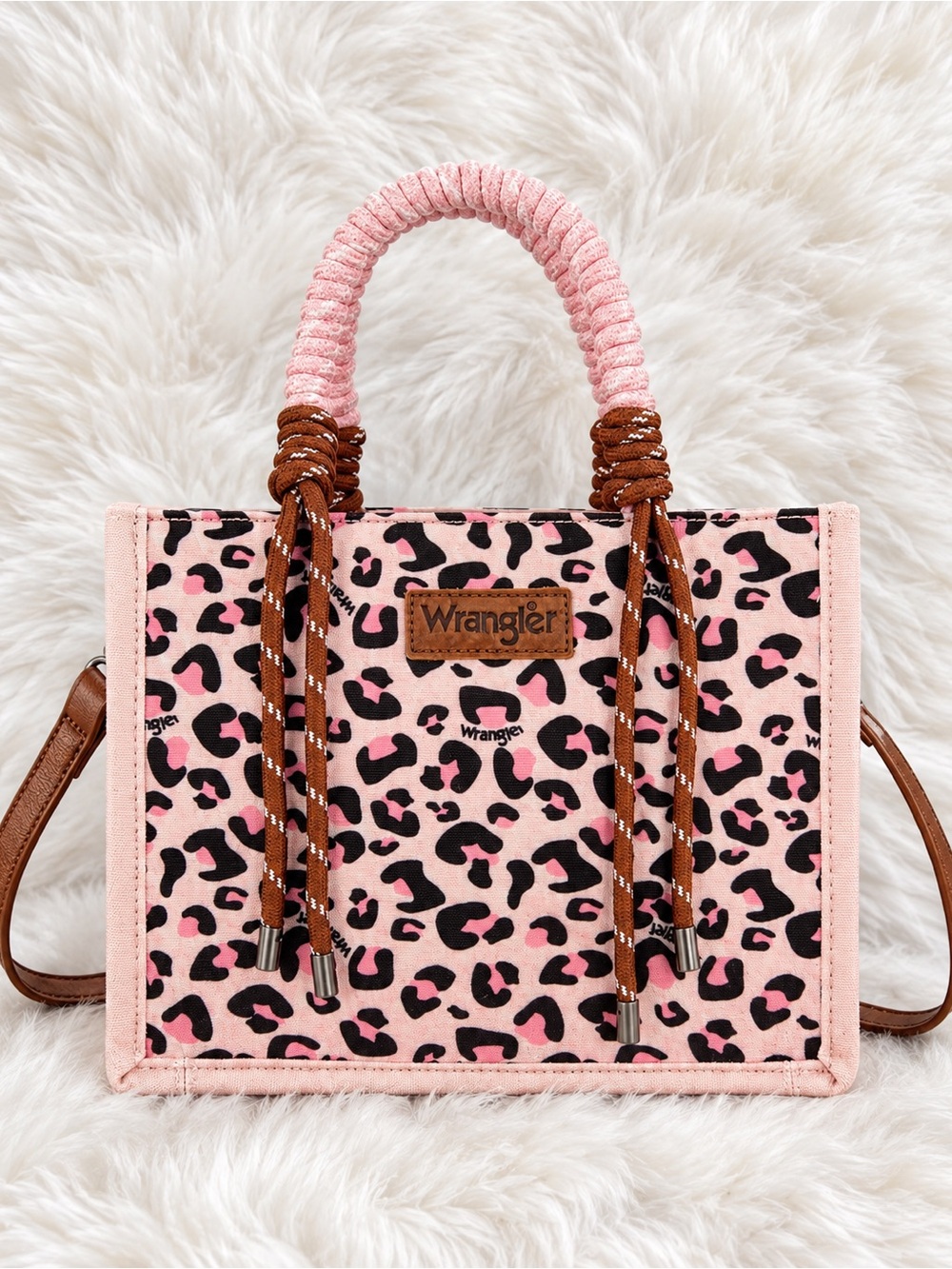Wrangler Pink Leopard Print Tote Bag – Shoulder Bag